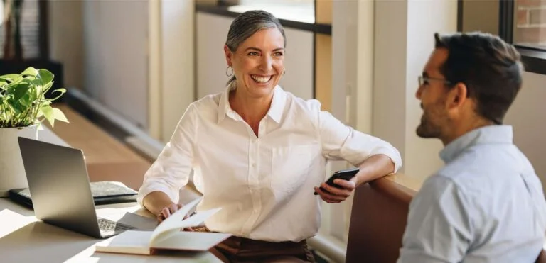 Senior businesswoman meeting with partner
