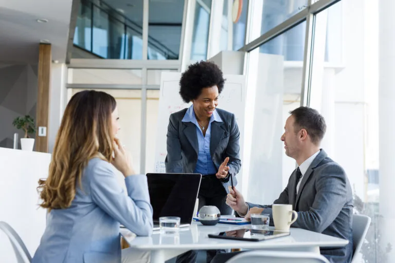 Business team collaborating in modern office